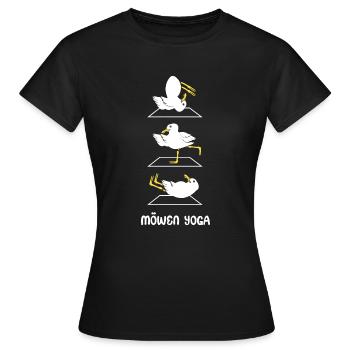 Möwen Yoga - Frauen T-Shirt - Schwarz - Vorne - AI Model Female 172 dark (172cm)