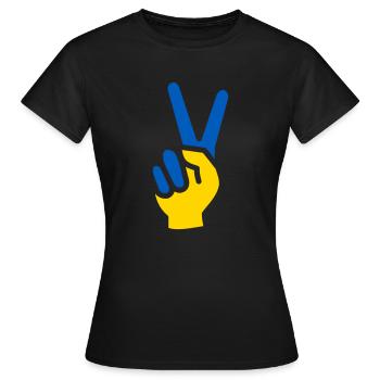 Signe de la main de la paix en Ukraine - T-shirt Femme - noir - Devant - AI Model Female 172 dark (172cm)