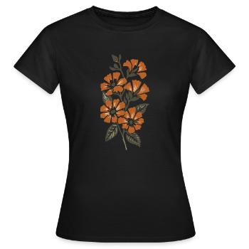 Retro Surf Sixties Orange Flowers - Women's T-Shirt - black - Front - AI Model Female 172 dark (172cm)