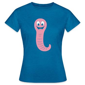 ver de terre - T-shirt Femme - bleu saphir antique chiné - Devant - AI Model Female 172 dark (172cm)