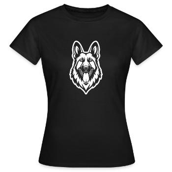 Schäferhund Hund Hundekopf - Frauen T-Shirt - Schwarz - Vorne - AI Model Female 172 dark (172cm)