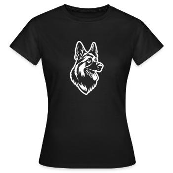 Schäferhund Hund Hundekopf - Frauen T-Shirt - Schwarz - Vorne - AI Model Female 172 dark (172cm)