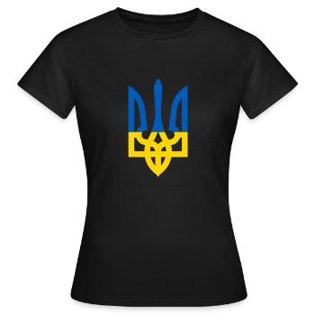 Armoiries de l’Ukraine Drapeau Drapeau cool Couleurs nationales - T-shirt Femme - noir - Devant - AI Model Female 172 dark (172cm)