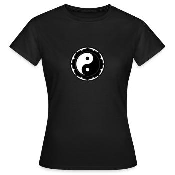 Yin Yang Lotus, symbole chinois, Taiji, taoïsme - T-shirt Femme - noir - Devant - AI Model Female 172 dark (172cm)