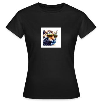 Tiger Wow - Frauen T-Shirt - Schwarz - Vorne - AI Model Female 172 dark (172cm)