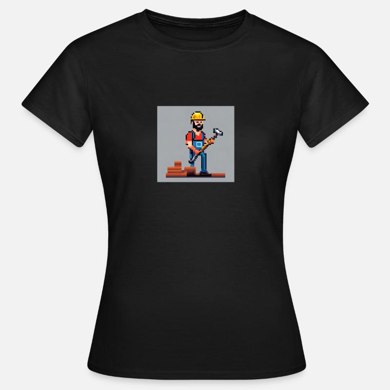 Ouvrier du bâtiment avec image pixel marteau - T-shirt Femme - noir