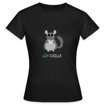 Gin Tee, Gin Gift, Tee Gin, Chemise Tonic Gin Chilla - T-shirt Femme - noir - Devant - AI Model Female 172 dark (172cm)