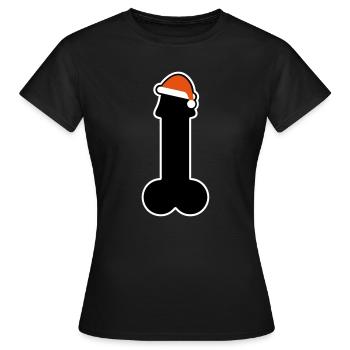 Frohe Weihnachten mit Penis und Mütze - Frauen T-Shirt - Schwarz - Vorne - AI Model Female 172 dark (172cm)