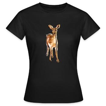 Nette Hand gezeichnete Rotwild - Frauen T-Shirt - Schwarz - Vorne - AI Model Female 172 dark (172cm)