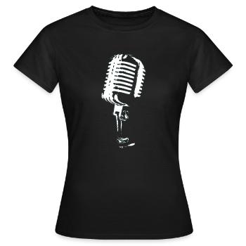 microphone black and white music - Women's T-Shirt - black - Front - AI Model Female 172 dark (172cm)