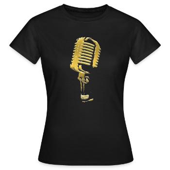 microphone black and white music - Women's T-Shirt - black - Front - AI Model Female 172 dark (172cm)