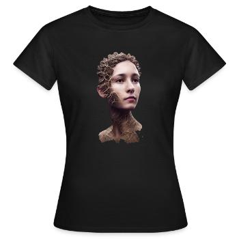 Portrait of a bark woman - Women's T-Shirt - black - Front - AI Model Female 172 dark (172cm)