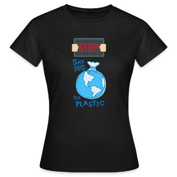 Kein Plastik - Frauen T-Shirt - Schwarz - Vorne - AI Model Female 172 dark (172cm)