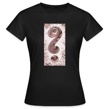 Point d’interrogation serpent brun étroit - T-shirt Femme - noir - Devant - AI Model Female 172 dark (172cm)