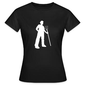 Bauer mit Mistgabel - Frauen T-Shirt - Schwarz - Vorne - AI Model Female 172 dark (172cm)