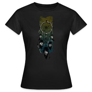 Gardien céleste : Rêverie attrape-rêves - T-shirt Femme - noir - Devant - AI Model Female 172 dark (172cm)