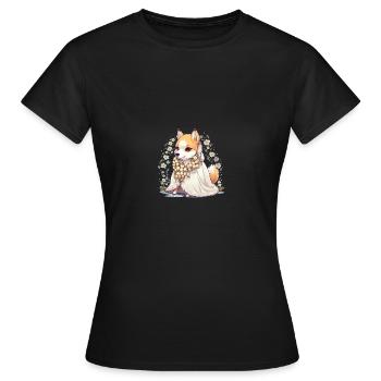 Japanese dog Shiba Inu bride with wedding dress - Women's T-Shirt - black - Front - AI Model Female 172 dark (172cm)