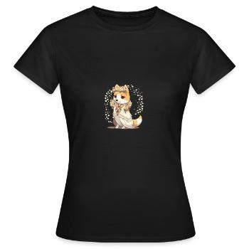 Japanese dog Shiba Inu bride with wedding dress - Women's T-Shirt - black - Front - AI Model Female 172 dark (172cm)