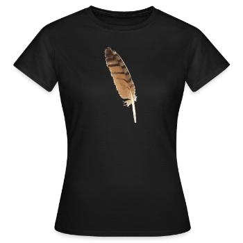 Owl Feather - Bird Feather - Women's T-Shirt - black - Front - AI Model Female 172 dark (172cm)