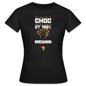 Choc Lit 100% Mélanine - T-shirt Femme - noir - Devant - AI Model Female 172 dark (172cm)