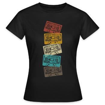 Vintage Cassette Mixtape Audio Rétro Audiocassette - T-shirt Femme - noir - Devant - AI Model Female 172 dark (172cm)