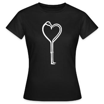 Herz Flamingo Liebe Wasservogel Tropisch Zuneigung - Frauen T-Shirt - Schwarz - Vorne - AI Model Female 172 dark (172cm)