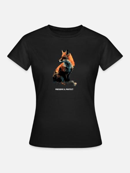 Preserrve & Protect Fuchs Wald Tier Natur - Frauen T-Shirt - Schwarz