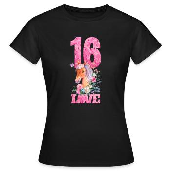 Horse girl birthday sweet 16 - Women's T-Shirt - black - Front - AI Model Female 172 dark (172cm)