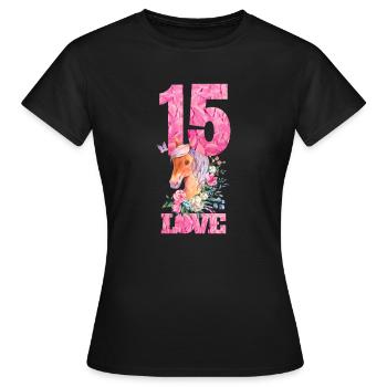 Horse girl birthday 15 - Women's T-Shirt - black - Front - AI Model Female 172 dark (172cm)