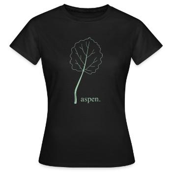 aspen. - Frauen T-Shirt - Schwarz - Vorne - AI Model Female 172 dark (172cm)