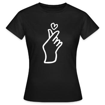 Kpop Signe de la main Coeur - T-shirt Femme - noir - Devant - AI Model Female 172 dark (172cm)