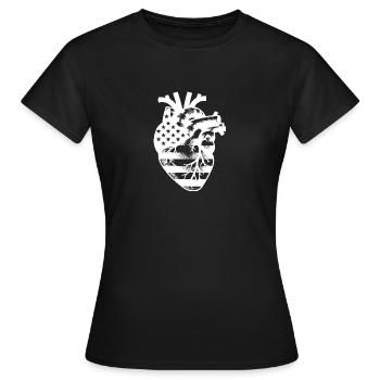 Anatomische Kunst Herz mit USA Flaggen Symbolik - Frauen T-Shirt - Schwarz - Vorne - AI Model Female 172 dark (172cm)