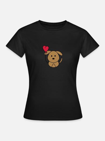Hundi with heart balloon - Women's T-Shirt - black