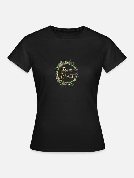 (leaf_frame_round_green_gold_team_braut) - Frauen T-Shirt - Schwarz