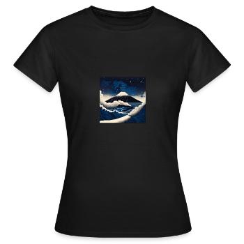 Mont Fuji la nuit Style Hokusai - T-shirt Femme - noir - Devant - AI Model Female 172 dark (172cm)