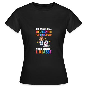 Tierärztin Erste Klasse Einschulung Schulkind - Frauen T-Shirt - Schwarz - Vorne - AI Model Female 172 dark (172cm)