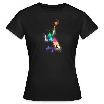 volley-ball,volleyballer,beachball,graffiti,coloré - T-shirt Femme - noir - Devant - AI Model Female 172 dark (172cm)
