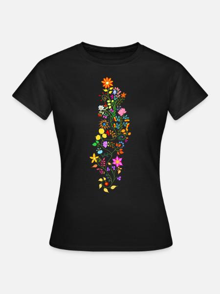 Blumenranke - Frauen T-Shirt - Schwarz