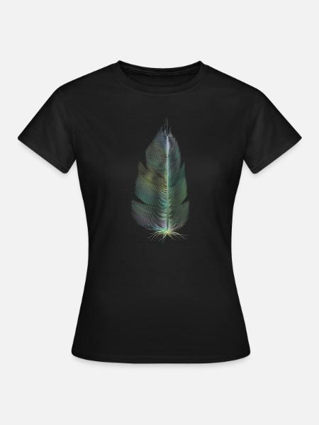 farbige Feder - Frauen T-Shirt - Schwarz