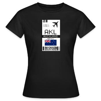 Bordkarte für Auckland, Neuseeland - AKL-Ticket - Frauen T-Shirt - Schwarz - Vorne - AI Model Female 172 dark (172cm)