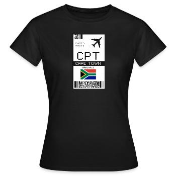 Cape Town, Afrique du Sud Carte d’embarquement - Billet CPT - T-shirt Femme - noir - Devant - AI Model Female 172 dark (172cm)