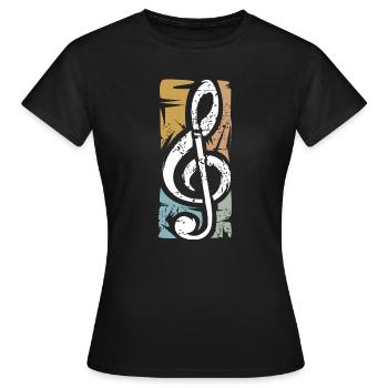 clef vintage – conception de symboles musicaux - T-shirt Femme - noir - Devant - AI Model Female 172 dark (172cm)