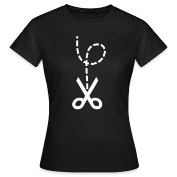 Schere – Herzschmerz & Anleitung Meme Design - Frauen T-Shirt - Schwarz - Vorne - AI Model Female 172 dark (172cm)