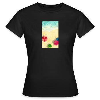 Summer Vibes - Aquarell Sonnenschirme - Frauen T-Shirt - Schwarz - Vorne - AI Model Female 172 dark (172cm)