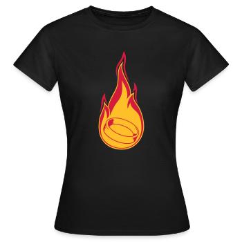 feuer flamme brennen heiss fackel heiraten ring ho - Frauen T-Shirt - Schwarz - Vorne - AI Model Female 172 dark (172cm)
