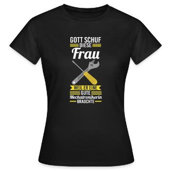 KFZ Mechaniker Werkstatt Mechatronikerin - Frauen T-Shirt - Schwarz - Vorne - AI Model Female 172 dark (172cm)