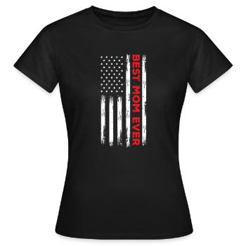 Best Mom Ever USA American Flag Mother Mutt - Women's T-Shirt - black - Front - AI Model Female 172 dark (172cm)