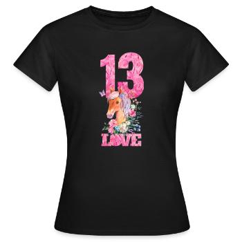 Horse girl birthday 13 - Women's T-Shirt - black - Front - AI Model Female 172 dark (172cm)