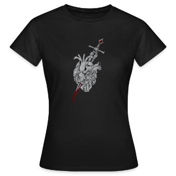 Cœur brisé - L’épée transperce le cœur - T-shirt Femme - noir - Devant - AI Model Female 172 dark (172cm)