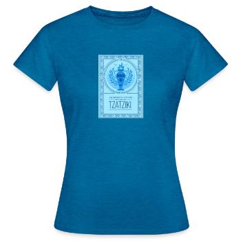Tzatziki Spice Recette Motif Grec - T-shirt Femme - bleu saphir antique chiné - Devant - AI Model Female 172 dark (172cm)